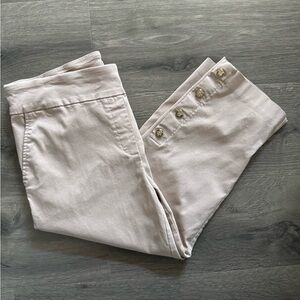 Liz Claiborne Khaki Capri Pants with Gold Button Accents